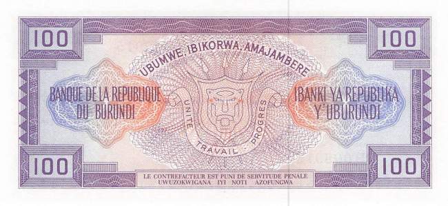 Burundi p29b 100 Francs 1981